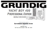 GRUNDIG YACHT BOY 400 PROFESSIONAL EDITION WORLD RECEIVER OWNER'S MANUAL 18 PAGES ENG