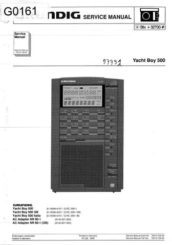 GRUNDIG YACHT BOY 500 WORLD RECEIVER SERVICE MANUAL INC PCBS SCHEM DIAGS AND PARTS LIST 13 PAGES ENG