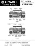 HITACHI CP-90S CP-900S RADIO CASSETTE TAPE RECORDER SERVICE MANUAL INC BLK DIAGS PCBS SCHEM DIAGS AND PARTS LIST 62 PAGES ENG