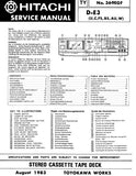 HITACHI D-E3 STEREO CASSETTE TAPE DECK SERVICE MANUAL INC BLK DIAG PCBS SCHEM DIAGS AND PARTS LIST 28 PAGES ENG DEUT FRANC
