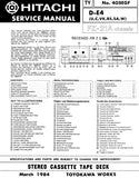 HITACHI D-E4 STEREO CASSETTE TAPE DECK SERVICE MANUAL INC BLK DIAG PCBS SCHEM DIAG AND PARTS LIST 12 PAGES ENG DEUT FRANC