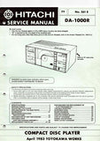 HITACHI DA-1000R CD PLAYER SERVICE MANUAL INC BLK DIAG PCBS SCHEM DIAGS AND PARTS LIST 74 PAGES ENG