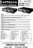 HITACHI DA-6000 DA-6001 CD PLAYER SERVICE MANUAL INC BLK DIAG PCBS SCHEM DIAGS AND PARTS LIST 51 PAGES ENG DEUT FRANC