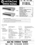 HITACHI FT-M33 FT-M33L AM FM STEREO TUNER SERVICE MANUAL INC BLK DIAG PCBS SCHEM DIAGS AND PARTS LIST 12 PAGES ENG DEUT FRANC