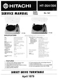 HITACHI HT-354 HT-356 DIRECT DRIVE TURNTABLE SERVICE MANUAL INC PCBS SCHEM DIAG AND PARTS LIST 16 PAGES ENG