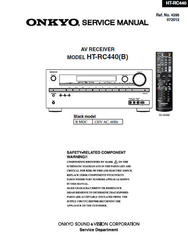 ONKYO HT-RC440 (B) AV RECEIVER SERVICE MANUAL INC BLK DIAGS PCBS SCHEM DIAGS AND PARTS LIST 108 PAGES ENG