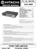 HITACHI HTA-3000 STEREO TUNER AMPLIFIER SERVICE MANUAL INC BLK DIAG PCBS SCHEM DIAGS AND PARTS LIST 20 PAGES ENG