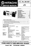 HITACHI J5 STEREO CASSETTE TUNER AMPLIFIER SERVICE MANUAL INC BLK DIAG PCBS SCHEM DIAGS AND PARTS LIST 31 PAGES ENG