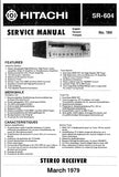 HITACHI SR-604 STEREO RECEIVER SERVICE MANUAL INC BLK DIAG PCBS SCHEM DIAG AND PARTS LIST 24 PAGES ENG