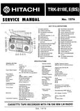 HITACHI TRK-8110E TRK-8110E(BS) CASSETTE TAPE RECORDER WITH FM SW MW LW RADIO SERVICE MANUAL INC BLK DIAG PCBS SCHEM DIAGS AND PARTS LIST 21 PAGES ENG