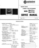 HITACHI TRQ-777(A) TRQ-777(W) SOLID STATE STEREO TAPE RECORDER SERVICE MANUAL INC BLK DIAG PCBS SCHEM DIAG AND PARTS LIST 30 PAGES ENG