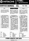 HITACHI D-980m STEREO CASSETTE TAPE DECK SERVICE MANUAL INC BLK DIAG PCBS SCHEM DIAGS WIRING DIAG AND PARTS LIST 34 PAGES ENG DEUT FRANC