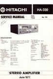 HITACHI HA-330 STEREO INTEGRATED AMPLIFIER SERVICE MANUAL INC BLK DIAG PCBS SCHEM DIAG AND PARTS LIST 16 PAGES ENG DEUT FRANC