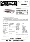HITACHI HA-M33 STEREO INTEGRATED AMPLIFIER SERVICE MANUAL INC BLK DIAG PCBS SCHEM DIAG AND PARTS LIST 12 PAGES ENG