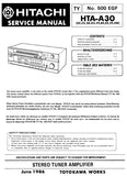 HITACHI HTA-A30 STEREO TUNER AMPLIFIER SERVICE MANUAL INC PCBS SCHEM DIAG AND PARTS LIST 6 PAGES ENG DEUT FRANC