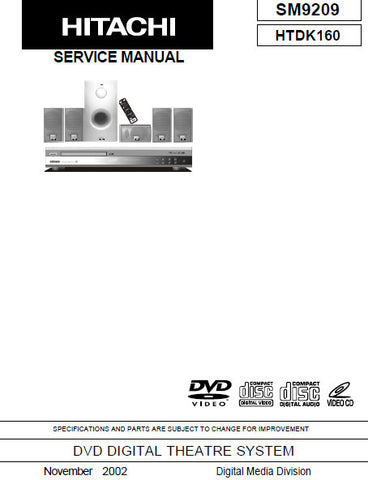 HITACHI HTDK160 DVD DIGITAL THEATRE SYSTEM SERVICE MANUAL INC BLK DIAG PCBS SCHEM DIAGS AND PARTS LIST 39 PAGES ENG
