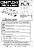 HITACHI MX-W01 STEREO CASSETTE RECEIVER CD PLAYER SERVICE MANUAL INC BLK DIAG PCBS SCHEM DIAGS AND PARTS LIST 53 PAGES ENG