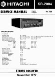 HITACHI SR-2004 AM FM STEREO RECEIVER SERVICE MANUAL INC BLK DIAG PCBS SCHEM DIAGS AND PARTS LIST 38 PAGES ENG FRANC