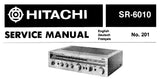 HITACHI SR-6010 STEREO RECEIVER SERVICE MANUAL INC BLK DIAG SCHEM DIAGS PCB'S AND PARTS LIST 21 PAGES ENG DEUT FRANC