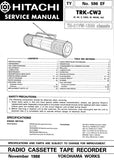 HITACHI TRK-CW3 RADIO CASSETTE TAPE RECORDER SERVICE MANUAL INC BLK DIAG PCBS SCHEM DIAGS AND PARTS LIST 32 PAGES ENG FRANC