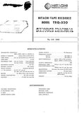 HITACHI TRQ-520 REEL TO REEL TAPE RECORDER SERVICE MANUAL INC PCB AND SCHEM DIAG 7 PAGES ENG