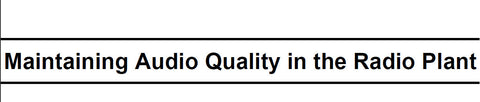 HOW TO MAINTAIN AUDIO QUALITY IN THE FM PLANT 33 PAGES IN ENGLISH