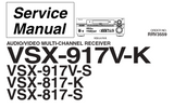 PIONEER VSX-917V-K VSX-817-K VSX-817-S VSX-917V-S AV MULTI CHANNEL RECEIVER SERVICE MANUAL INC BLK DIAG PCBS SCHEM DIAGS AND PARTS LIST 136 PAGES ENG