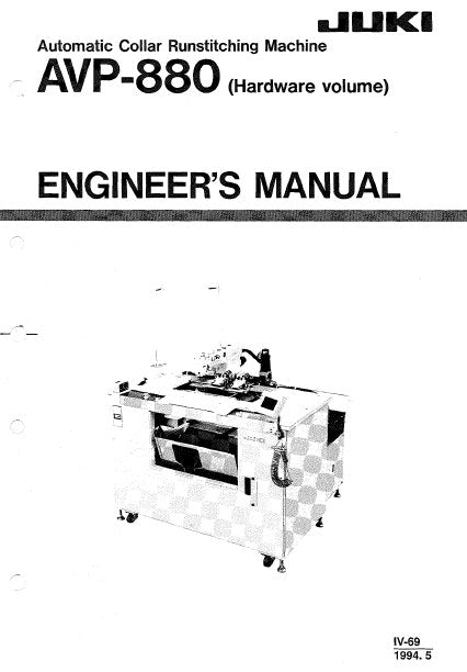 JUKI AVP-880 SEWING MACHINE ENGINEERS MANUAL BOOK INC SCHEM DIAGS AND TRSHOOT GUIDE 139 PAGES ENG