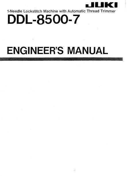 JUKI DDL-8500-7 SEWING MACHINE ENGINEERS MANUAL BOOK INC TRSHOOT GUIDE 46 PAGES ENG