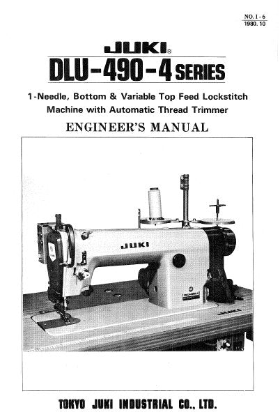 JUKI DLU-490-4 SERIES SEWING MACHINE ENGINEERS MANUAL BOOK INC TRSHOOT GUIDE 51 PAGES ENG