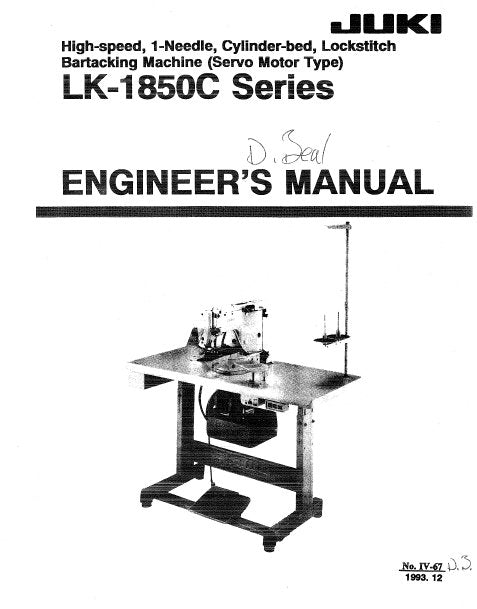 JUKI LK-1850C SERIES SEWING MACHINE ENGINEERS MANUAL BOOK INC TRSHOOT GUIDE 70 PAGES ENG