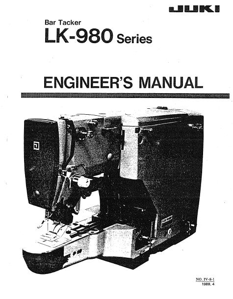 JUKI LK-980 SERIES SEWING MACHINE ENGINEERS MANUAL BOOK 52 PAGES ENG