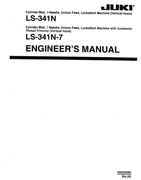 JUKI LS-341N LS-341N-7 SEWING MACHINE ENGINEERS MANUAL INC TRSHOOT GUIDE BOOK 43 PAGES ENG