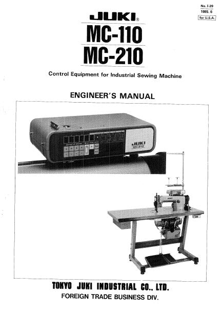 JUKI MC-110 MC-210 SEWING MACHINE CONTROL ENGINEERS MANUAL INC SCHEM DIAGS 43 PAGES ENG