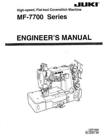 JUKI MF-7700 SERIES SEWING MACHINE ENGINEERS MANUAL INC TRSHOOT GUIDE 75 PAGES ENG