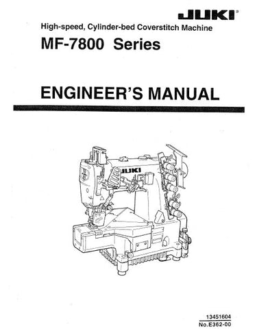 JUKI MF-7800 SERIES SEWING MACHINE ENGINEERS MANUAL INC TRSHOOT GUIDE 76 PAGES ENG