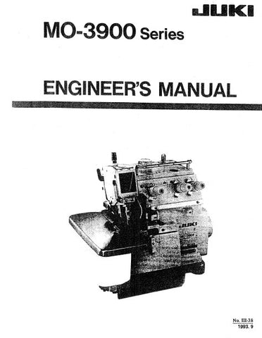 JUKI MO-3900 SEWING MACHINE ENGINEERS MANUAL INC TRSHOOT GUIDE 60 PAGES ENG