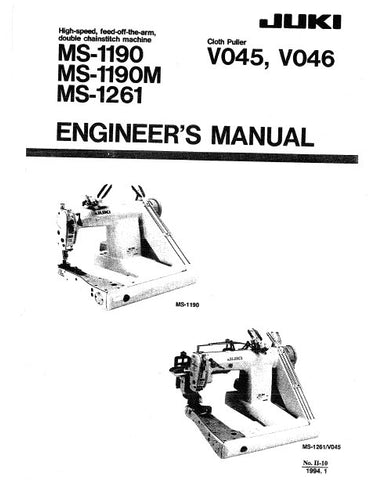 JUKI MS-1190 MS-1190M MS-1261 SEWING MACHINE ENGINEERS MANUAL INC TRSHOOT GUIDE 116 PAGES ENG