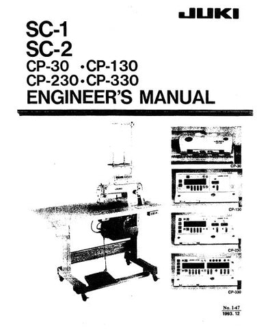 JUKI SC-1 SC-2 SEWING MACHINE ENGINEERS MANUAL INC SCHEM DIAGS AND TRSHOOT GUIDE 77 PAGES ENG