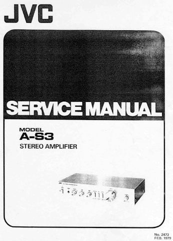 JVC A-S3 STEREO AMPLIFIER SERVICE MANUAL INC PCBS SCHEM DIAG AND PARTS LIST 12 PAGES ENG