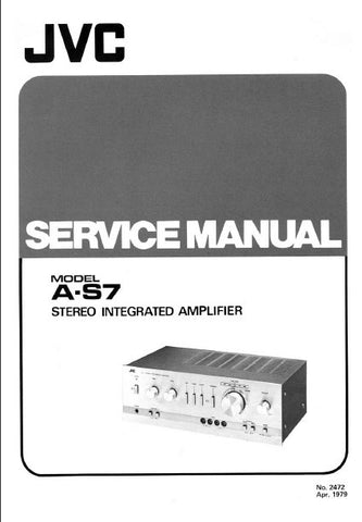 JVC A-S7 STEREO INTEGRATED AMPLIFIER SERVICE MANUAL INC PCBS AND PARTS LIST 12 PAGES ENG
