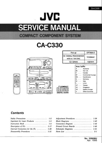 JVC CA-C330 COMPACT COMPONENT SYSTEM SERVICE MANUAL INC BLK DIAGS PCBS SCHEM DIAGS AND PARTS LIST 120 PAGES ENG