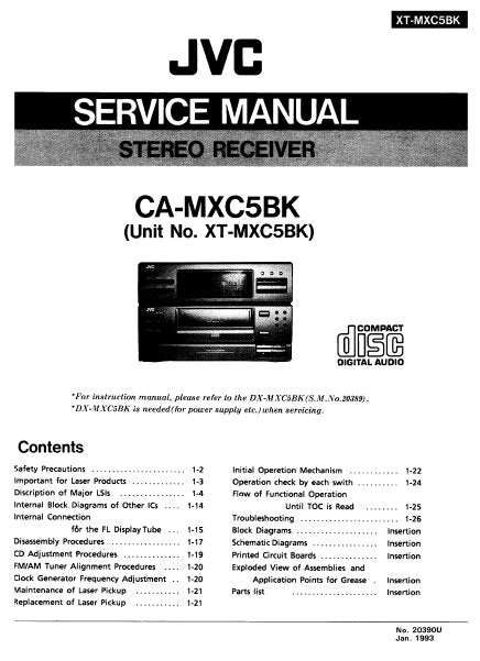 JVC CA-MXC5BK STEREO RECEIVER SERVICE MANUAL INC BLK DIAGS PCBS SCHEM DIAGS AND PARTS LIST 76 PAGES ENG