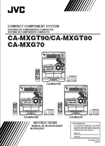 JVC CA-MXG70 CA-MXGT80 CA-MXGT90 COMPACT COMPONENT SYSTEM INSTRUCTIONS 40 PAGES ENG
