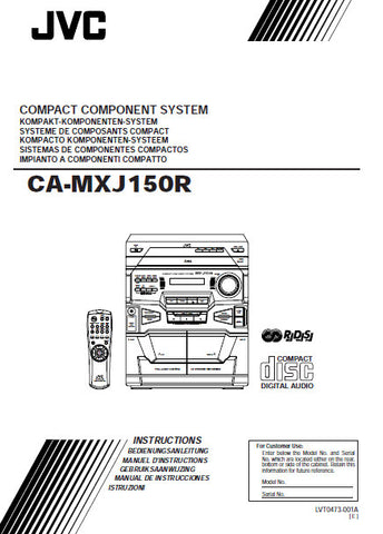 JVC CA-MXJ150R COMPACT COMPONENT SYSTEM INSTRUCTIONS 38 PAGES ENG