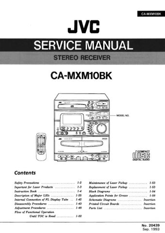 JVC CA-MXM10BK STEREO RECEIVER SERVICE MANUAL INC BLK DIAG PCBS SCHEM DIAGS AND PARTS LIST 108 PAGES ENG