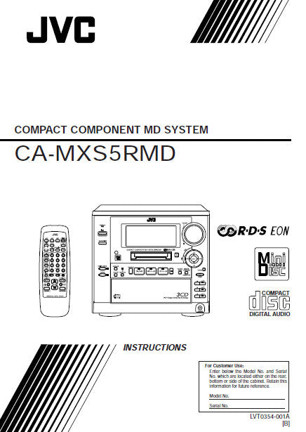 JVC CA-MXS5RMD COMPACT COMPONENT MD SYSTEM INSTRUCTIONS 64 PAGES ENG
