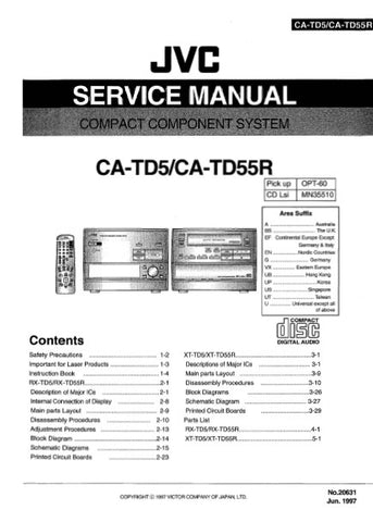 JVC CA-TD5 CA-TD55R COMPACT COMPONENT SYSTEM SERVICE MANUAL INC BLK DIAGS PCBS SCHEM DIAGS AND PARTS LIST 143 PAGES ENG