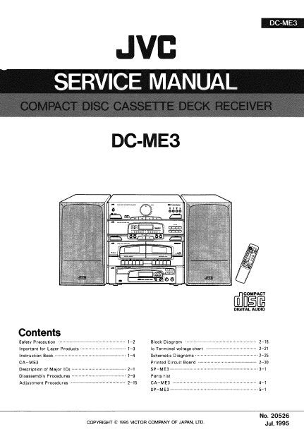 JVC DC-ME3 CD CASSETTE RECEIVER SERVICE MANUAL INC BLK DIAGS PCBS SCHEM DIAGS AND PARTS LIST 84 PAGES ENG