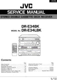 JVC DR-E34BK DR-E34LBK STEREO DOUBLE CASSETTE DECK RECEIVER SERVICE MANUAL INC BLK DIAG PCBS SCHEM DIAGS AND PARTS LIST 66 PAGES ENG